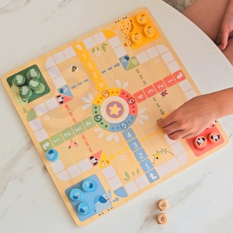 WOOPIE GREEN Gry Planszowe Logiczne 2w1 Ludo Chińczyk + Węże i Drabiny