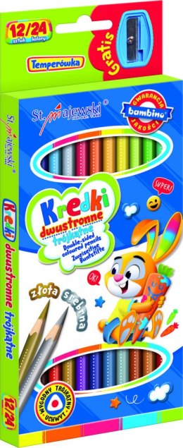 BAMBINO Kredki szkolne dwustronne 12/24 kol + temp