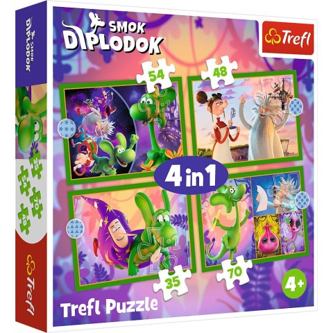 Puzzle - 4w1 Świat Smoka Diplodoka- Human Film Smok Diplodok 34663