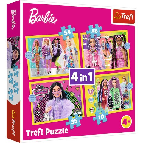 Puzzle - "4w1" - Wesoły świat Barbie Trefl 34626