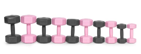 Hantle sześciokątne zestaw 2x2 kg ciężarki do ćwiczeń obciążniki fitness różowe ModernHome