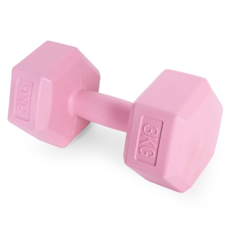 Hantle sześciokątne zestaw 2x3 kg ciężarki do ćwiczeń obciążniki fitness różowe ModernHome