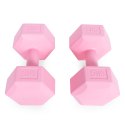 Hantle sześciokątne zestaw 2x5 kg ciężarki do ćwiczeń obciążniki fitness różowe ModernHome