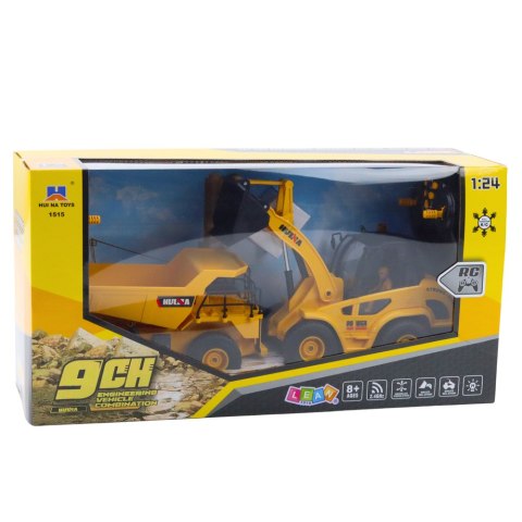 Zestaw Ładowarka Spychacz Wywrotka 1:24 Zdalnie Sterowane RC 2w1