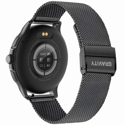Smartwatch Damski GRAVITY GT12-1 Czarny Pasek Silikonowy + Czarna Bransoleta
