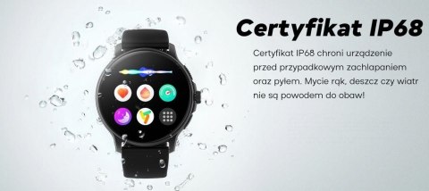 Smartwatch Damski GRAVITY GT12-1 Czarny Pasek Silikonowy + Czarna Bransoleta