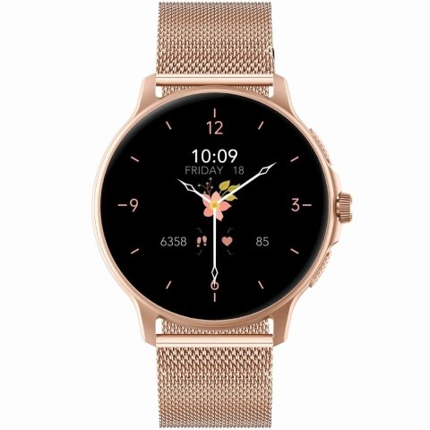 Smartwatch Damski GRAVITY GT12-4 Czarny Pasek Silikonowy + Bransoleta Różowe Złoto