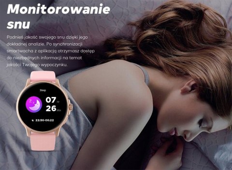 Smartwatch Damski GRAVITY GT12-7 Czarny Pasek Silikonowy + Srebrna Bransoleta