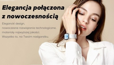 Smartwatch Damski GRAVITY GT15-11 Granatowy Pasek Silikonowy + Złota Bransoleta