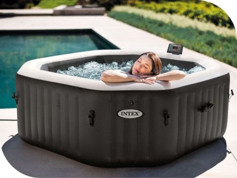 Dmuchane jacuzzi ośmiokątne hydromasaż 4 os. 180x71 cm akcesoria premium INTEX 28458