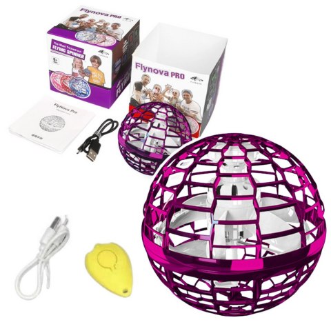 Latająca Wirująca Kula Flynova Sterowana Ręką Różowa LED 10 cm