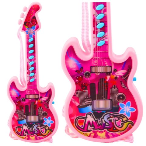 Gitara Elektryczna Dla Dzieci Melodie Gama Solmizacyjna Różowa