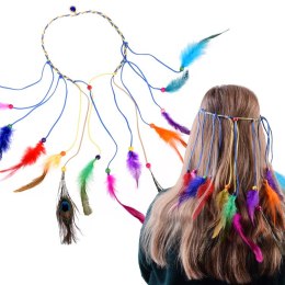 Boho Opaska do włosów z kolorowymi Piórami i Koralikami ZA5581