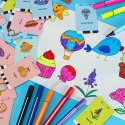 Robot edukacyjny interaktywny nauka rysowania pisania zestaw fiszki mazaki różowy