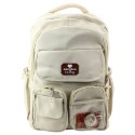Plecak Miejski Szkolny Kapibara Brelok Przypinki Beżowy Kremowy 25L 42cm