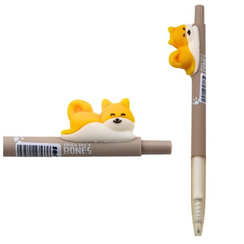 Długopis Z Figurką Żółtego Pieska Shiba Niebieski Tusz 0.5mm