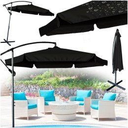 Parasol ogrodowy duży składany z wysięgnikiem 290cm czarny