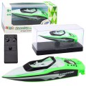 Łódź Motorówka Zdalnie Sterowana RC Biało-Zielona 15cm