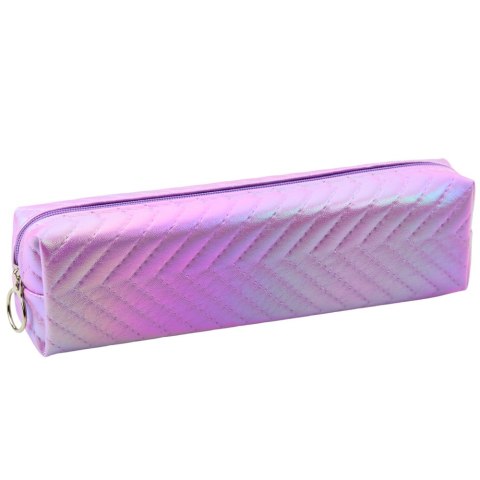 Piórnik Szkolny Organizer Holograficzny Jodełka Fioletowy 21x6cm