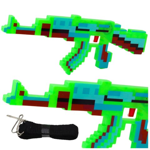 Karabin Pikselowy Broń Światła Dźwięki Zielony 39cm