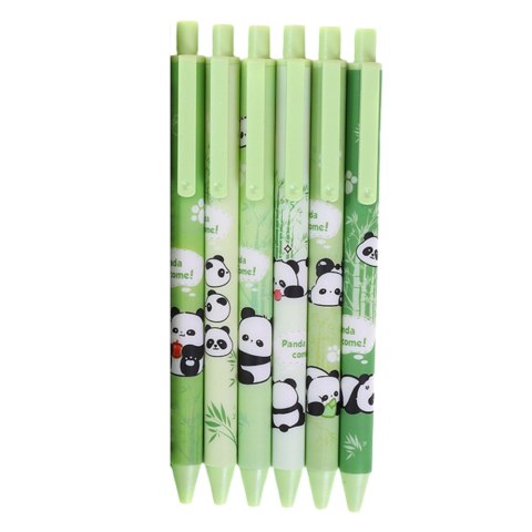 Zestaw Długopisów Panda Bambus Zielone Czarny Tusz 0,5mm 6szt