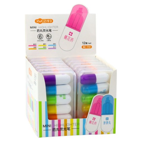 Zestaw Mini Zakreślacze W Etui Intensywne Kolory 6szt