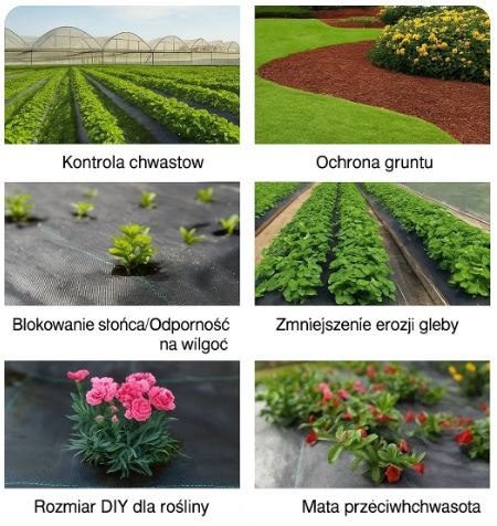 Agrotkanina czarna 100 cm x50m UV 70g antychwastowa agrowłóknina + kotwy