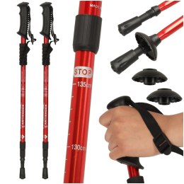 Kijki kije trekkingowe do nordic walking składane 2 sztuki czerwone