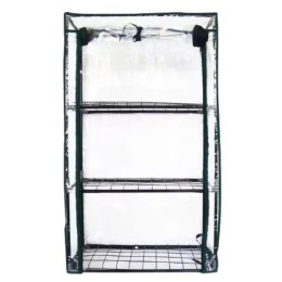 Mini Szklarnia Balkonowa Ogrodowa 3 Półki Metalowe Folia PVC 46 x 24 x 80cm
