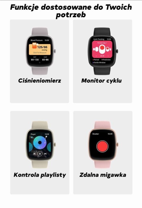 Smartwatch Damski GRAVITY GT18-2 Różowy Pasek Silikonowy + Biały Pasek