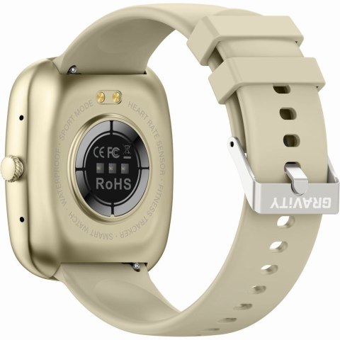 Smartwatch Damski GRAVITY GT18-8 Beżowy Pasek Silikonowy + Biały Pasek