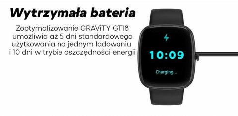Smartwatch Męski GRAVITY GT18-4 Pomarańczowy Pasek Silikonowy + Czarny Pasek