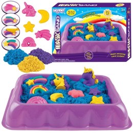 WOOPIE Piasek Kinetyczny 0,6 kg Zestaw Jednorożec Stolik z Foremkami