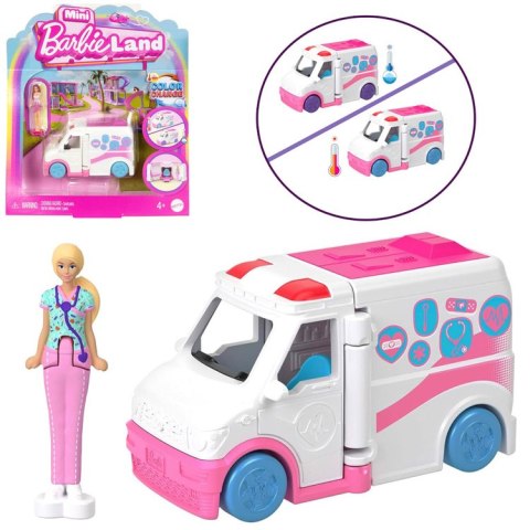 Mattel Mini Barbie Land Lalka lekarka + autko karetka pogotowia ZA6038 D