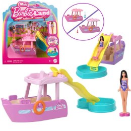Mattel Mini Barbie Land Lalka wakacyjna + jacht ze zjeżdżalnią ZA6038 B