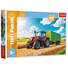 Puzzle 100 - Maszyny rolnicze - traktor z przyczepą Trefl 16494