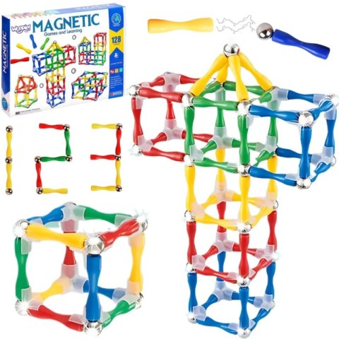 WOOPIE Klocki Magnetyczne Konstrukcyjne 3D 128 el. XXL