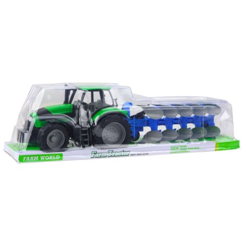 Traktor Rolniczy Farmerski Z Pługiem Napęd Zielony