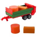 Traktor Rolniczy Farmerski Z Zieloną Przyczepą i Sianem Czerwony