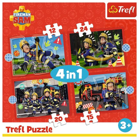 Puzzle - 4w1 (12, 15, 20, 24) - Przygody strażaka Sama - Strażak Sam - Trefl 34632