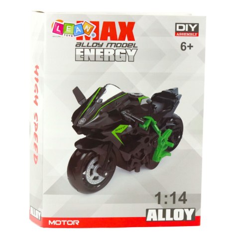 Motocykl Do Składania Skręcania Metal 1:14 DIY Pomarańczowo-Zielony