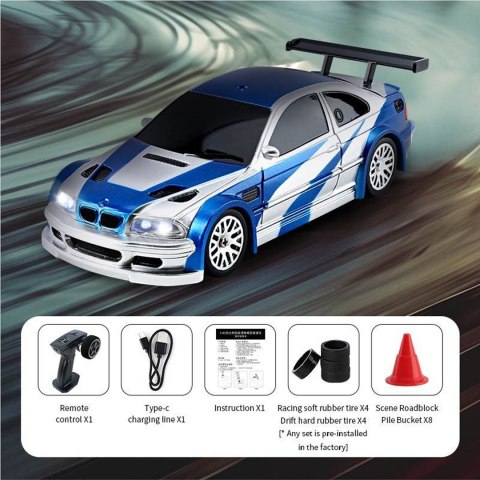 Autko R/C do Driftu 1:43 Niebieskie + Akcesoria