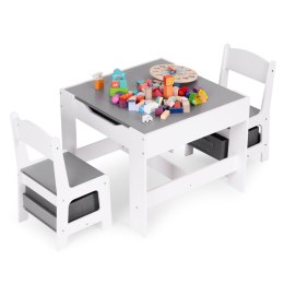 Zestaw mebli dla dzieci stolik + 2 krzesła tablica kredowa ECOTOYS