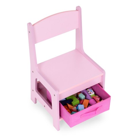 Zestaw mebli dla dzieci stolik + 2 krzesła tablica kredowa różowy ECOTOYS