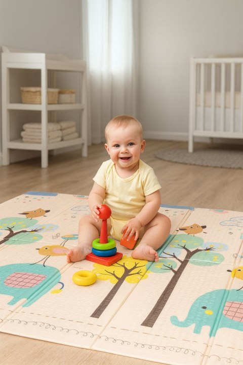 Mata piankowa dla dzieci 200x180 cm edukacyjna dwustronna składana miarka wzrostu alfabet ECOTOYS
