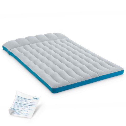 Materac dmuchany dwuosobowy kempingowy 193x127x17 cm łóżko z zagłówkiem INTEX 67999