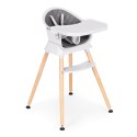 Fotelik krzesełko do karmienia dzieci 6w1 pikowane poszycie tacka szary ECOTOYS