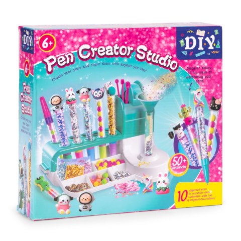 Zestaw do robienia długopisów fabryka pen creator DIY zwierzątka brokat koraliki pompony