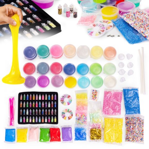 Zestaw do robienia slime glutków dla dzieci DIY masa plastyczna rozciągliwa gniotek 113 elementów
