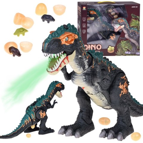 Duży dinozaur robot chodzi ryczy ZNOSI JAJKA efekty świetlne para ZA5716